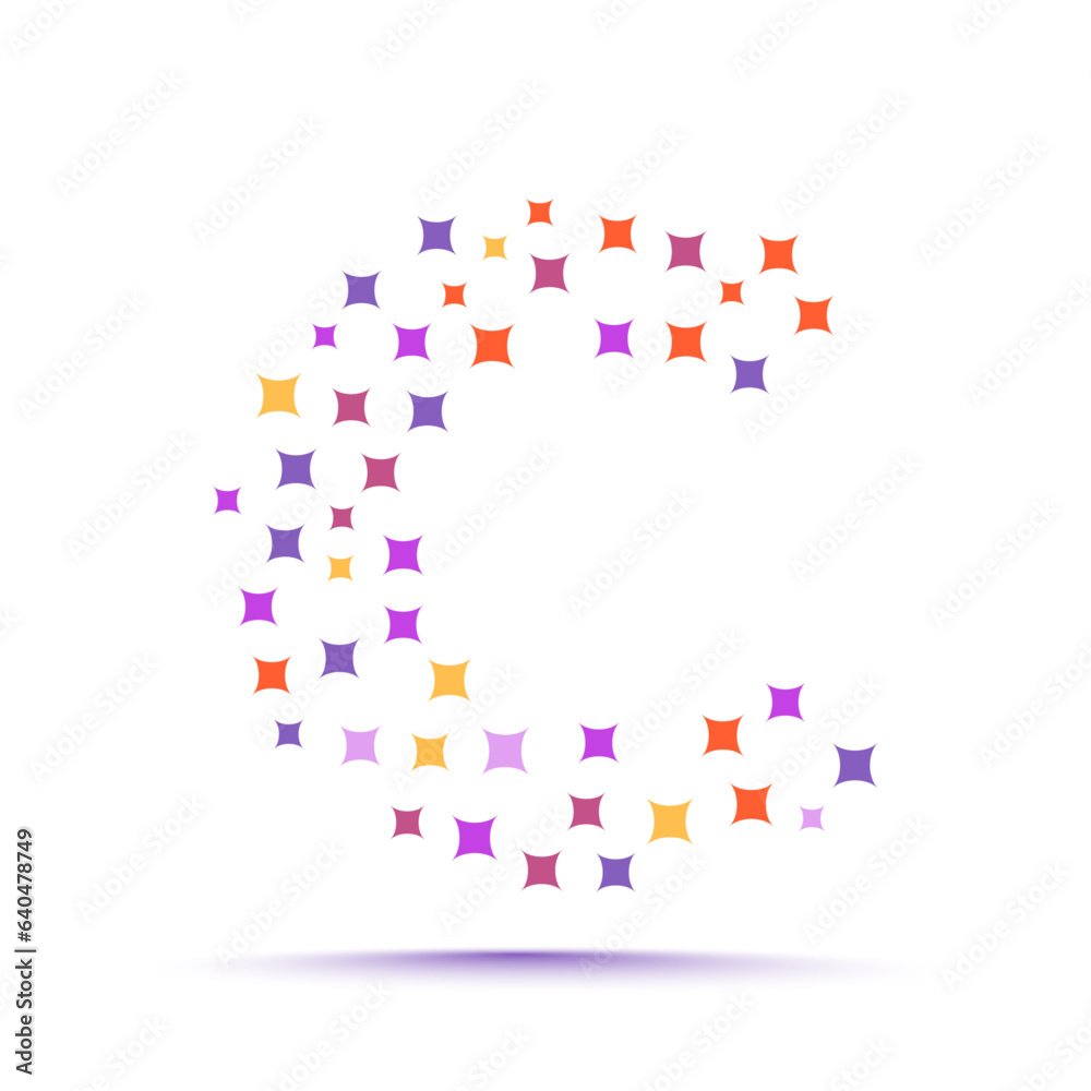 Minimal geometric trendy abstract shape pattern letter c logo design template