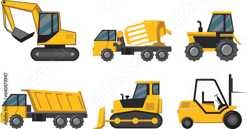 
Cartoon Contruction machine icon set. Cartoon set of contruction machine vector icons suitable for web design isolated on white background. Cartoon Car . Cartoon Vector