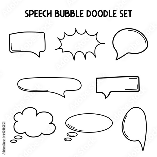 Speech Bubble Doodle Icon Set Vector 