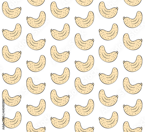 Vector seamless pattern of hand drawn doodle sketch colored cashew nut isolated on white background