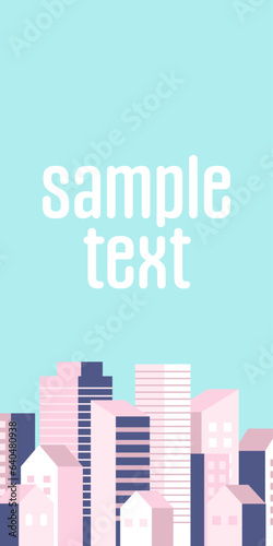 背景イラスト_ビル群_パステルカラー