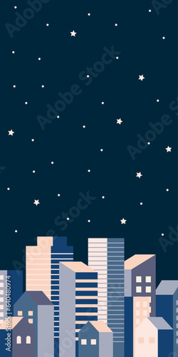 バナーセット_ビル群_夜空