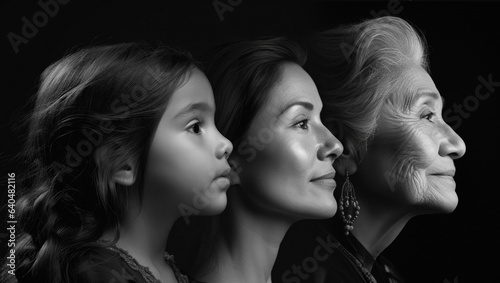 Obraz na płótnie Side profile of three generations of Hispanic women w salonie