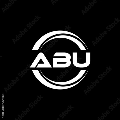 ABU letter logo design with black background in illustrator, vector logo modern alphabet font overlap style. calligraphy designs for logo, Poster, Invitation, etc.