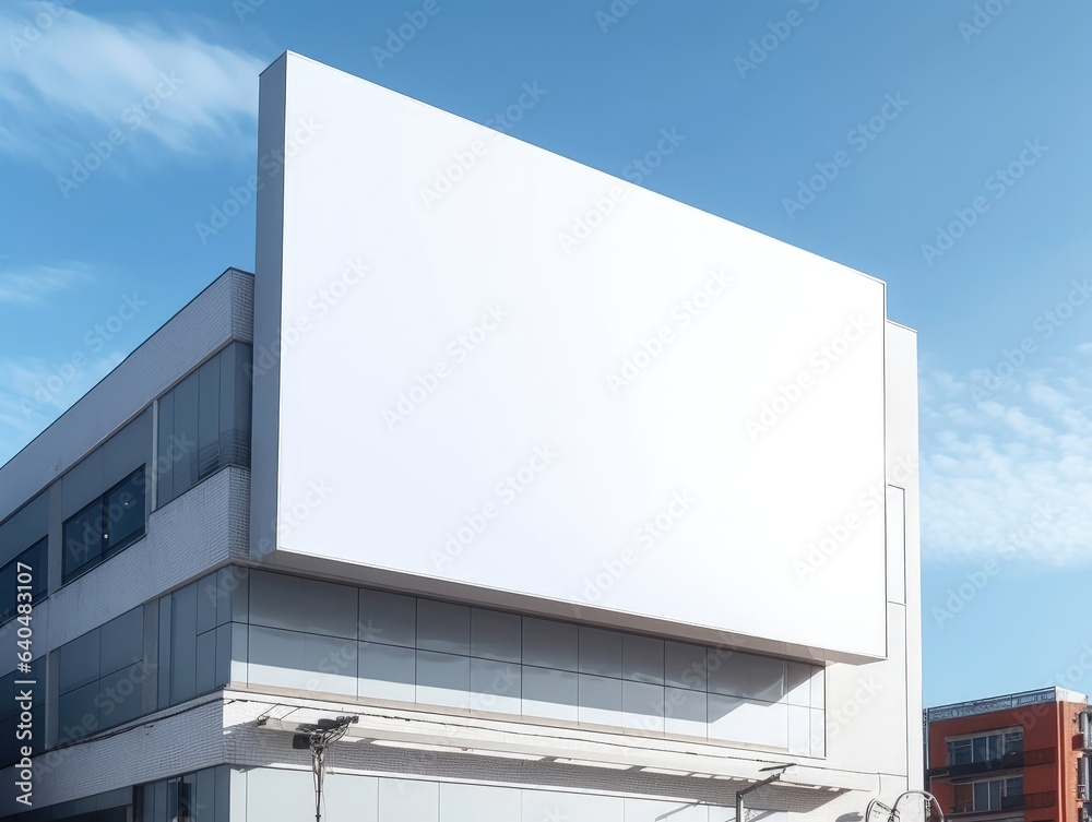 Blank mock up sign on the building, advertising board for display. Generative AI Blank mock up sign on the building, advertising board for display. Generative AI