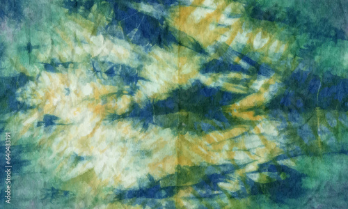 Abstract green yellow tie-dye pattern background design.