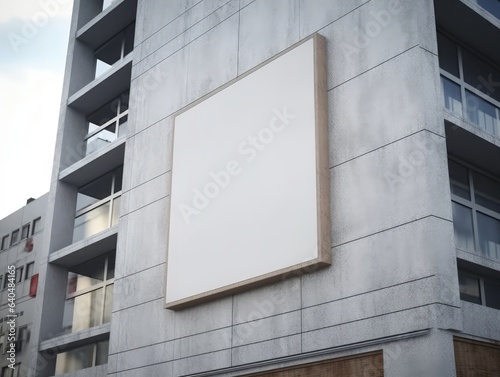 Blank mock up sign on the building, advertising board for display. Generative AI