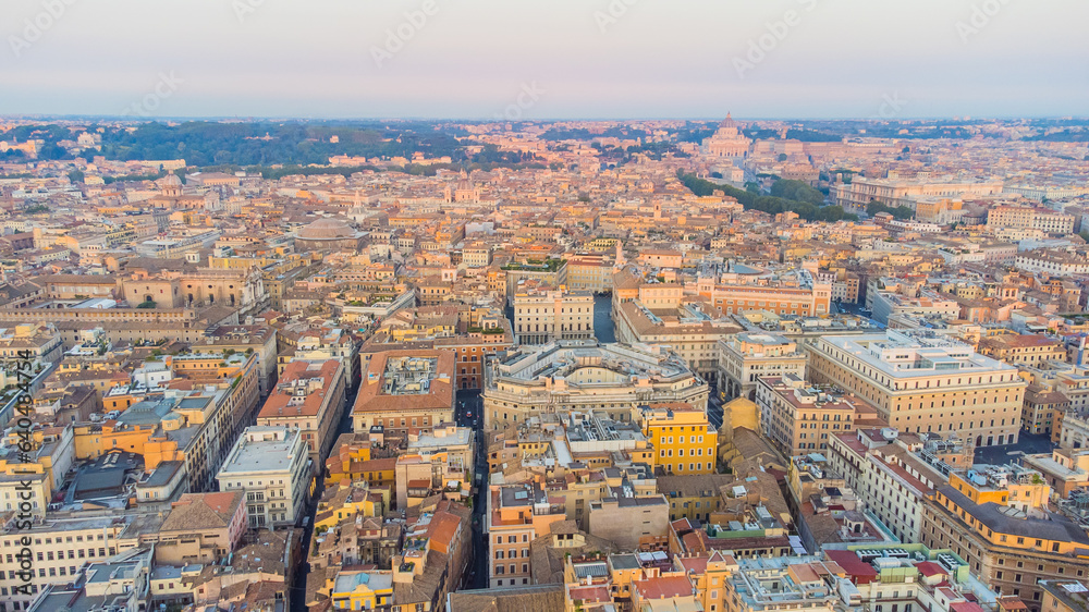 Fototapeta premium Rome, the eternal city, is a living museum where ancient ruins meet urban life. The city is dotted with remnants of its glorious past, from the Colosseum, where gladiators once fought