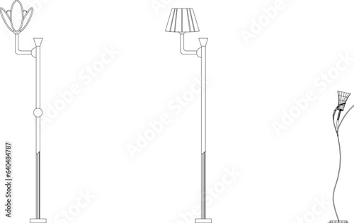 Decorative lamp stand architectural design illustration vector sketch
