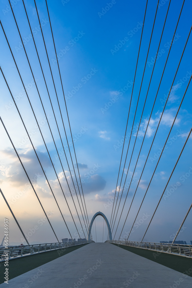 Naklejka premium The modern bridge under blue sky.