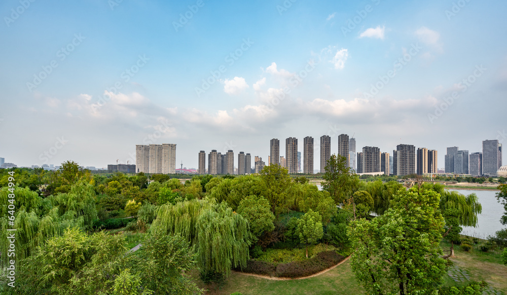 Fototapeta premium Aerial view of houses and building in nanjing, china