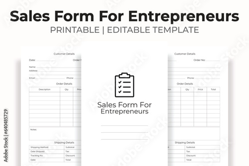 Sales Form For Entrepreneurs Kdp Interior