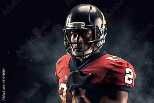 Young African American footballer. Photo generative AI
