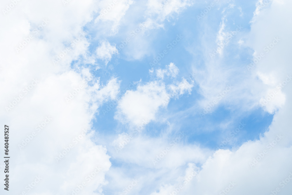 Blue sky on a sunny day. white cumulus clouds
