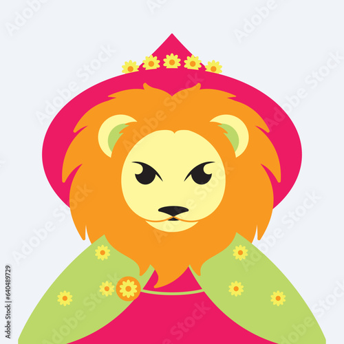 Lion cute cartoon vector wizard theme