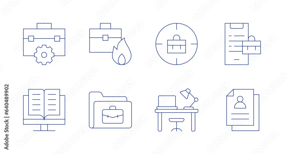 Work icons. Editable stroke. Containing work, e work, working, work table.