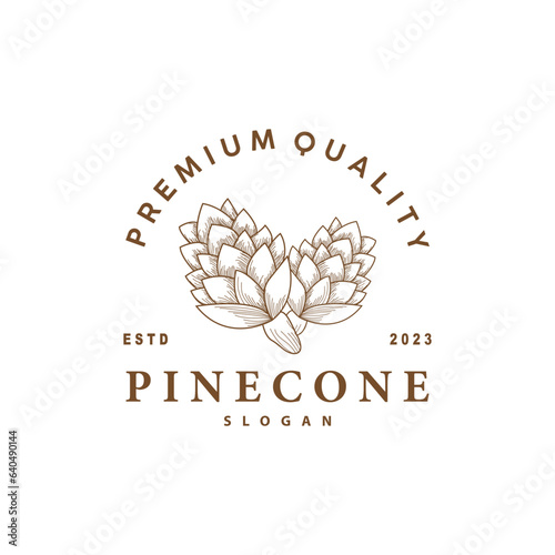 Pinecone Logo, Simple Minimalist Design Pine Tree Plant Template Vector Illustration