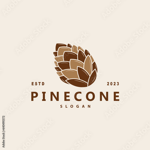 Pinecone Logo, Simple Minimalist Design Pine Tree Plant Template Vector Illustration
