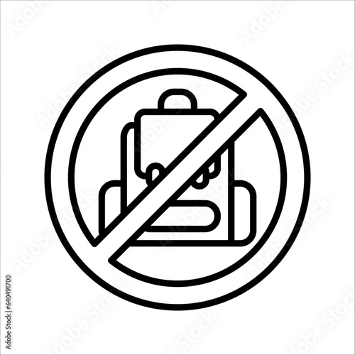 No backpacks allowed on white background. Backpacks are prohibited sing. vector illustration