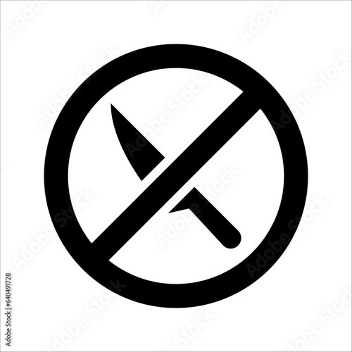 No knife prohibition sign vector icon. filled flat sign for mobile concept and web design. No knife forbidden glyph icon. vector illustration on white background