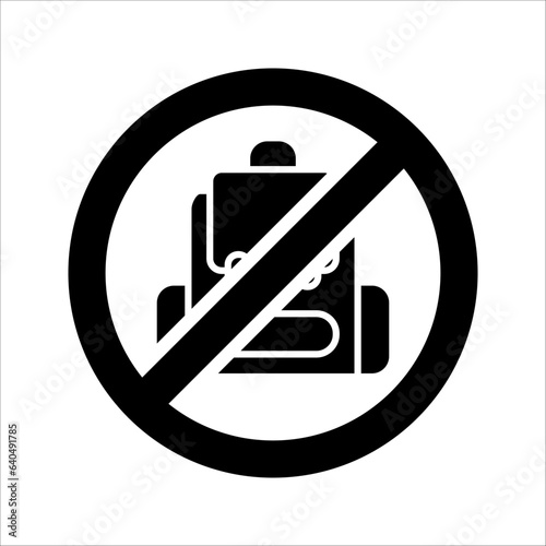 No backpacks allowed on white background. Backpacks are prohibited sing. vector illustration