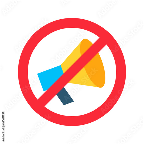 No sound icon, prohibited and silence, no noise sign. Sound on off icon, vector illustration on white background