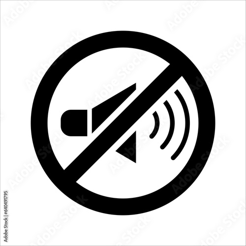 No sound icon, prohibited and silence, no noise sign. Sound on off icon, vector illustration on white background