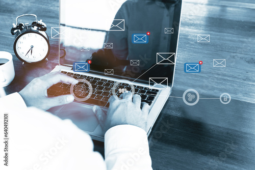 Businessman Using Performance Checklist for Online Survey and Evaluation - stock photo
