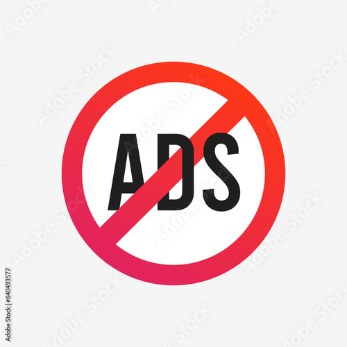 AD Blocker icon. No ads or advertising free concept. Vector isolated illustration on white background with icons