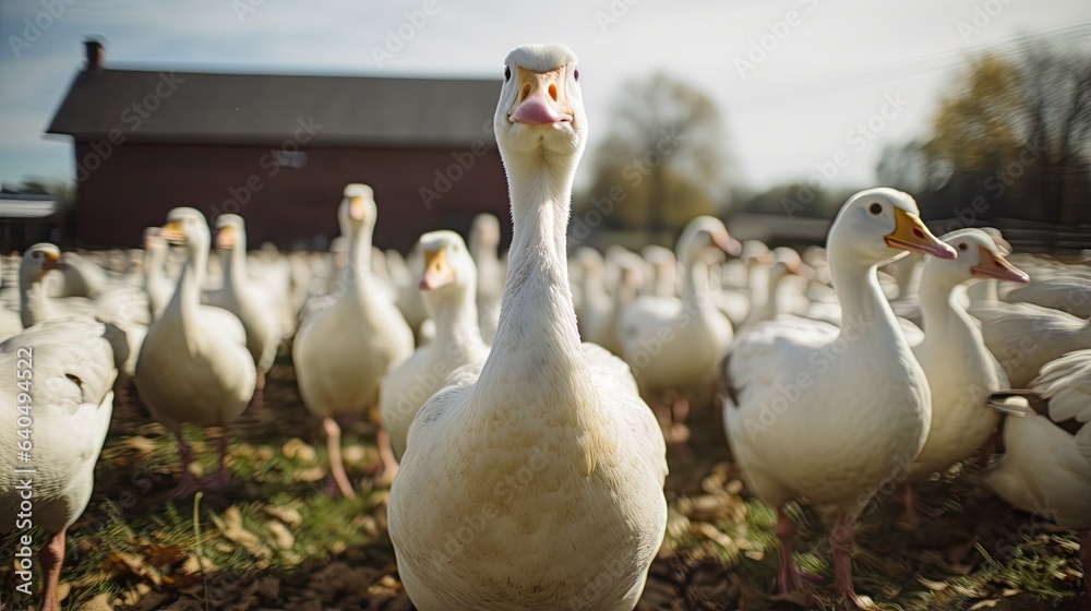Portrait goose in the farm with light exposureAI Generative Portrait goose in the farm with light exposureAI Generative