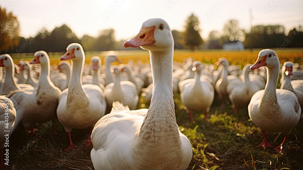 Portrait goose in the farm with light exposureAI Generative Portrait goose in the farm with light exposureAI Generative