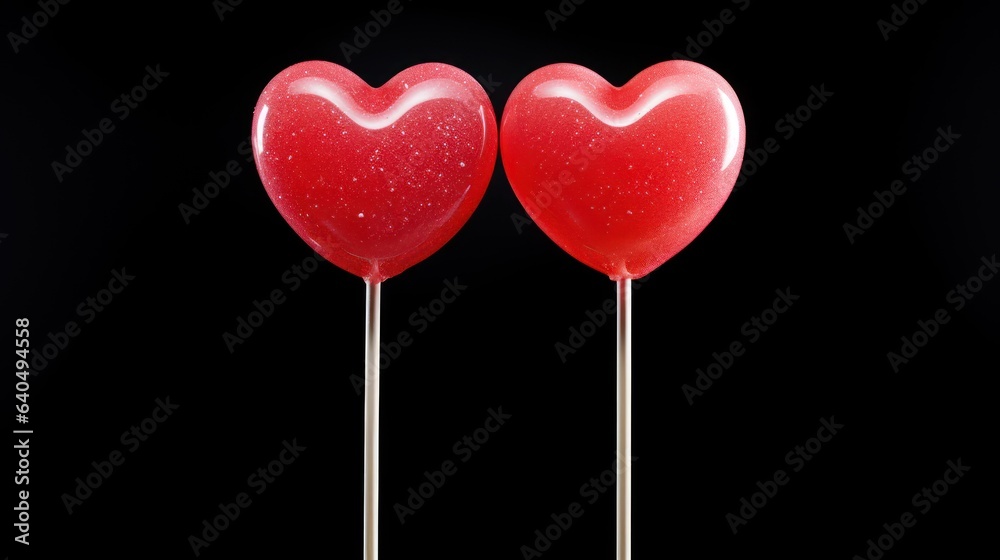heart shaped candy on black background 