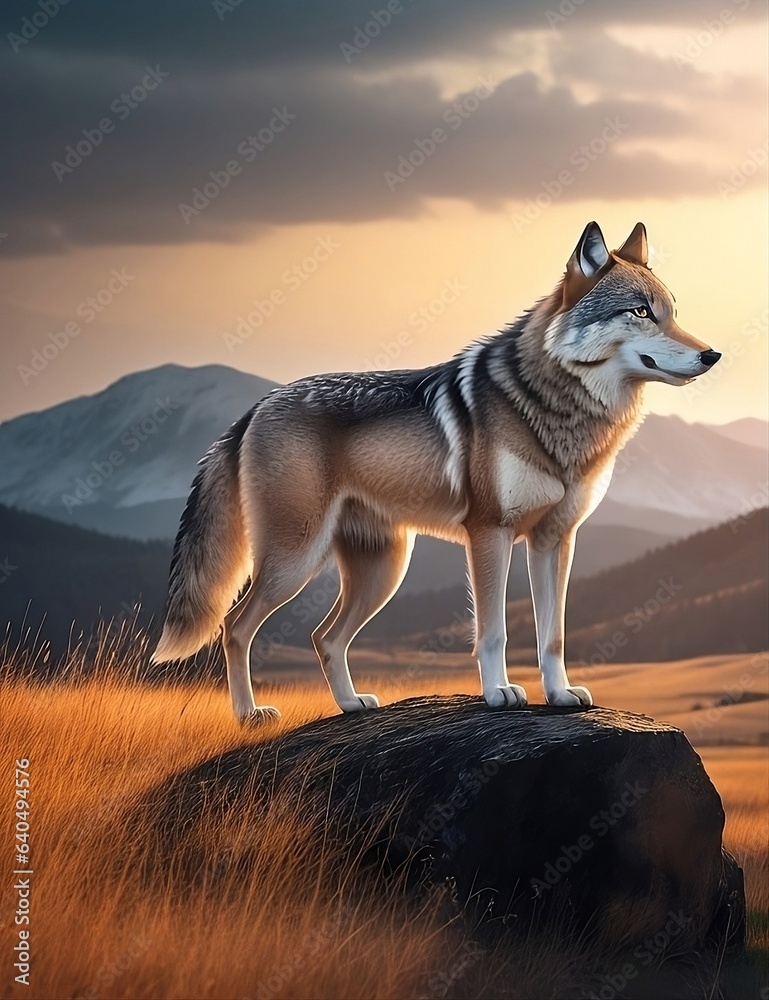 A young wolf on the mountain