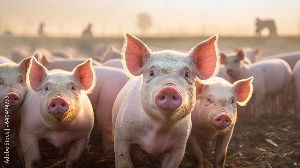 portrait pigs on the farm with light exposure AI Generative portrait pigs on the farm with light exposure AI Generative