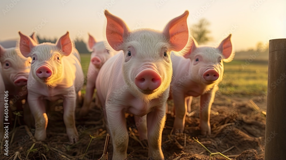 portrait pigs on the farm with light exposure AI Generative portrait pigs on the farm with light exposure AI Generative