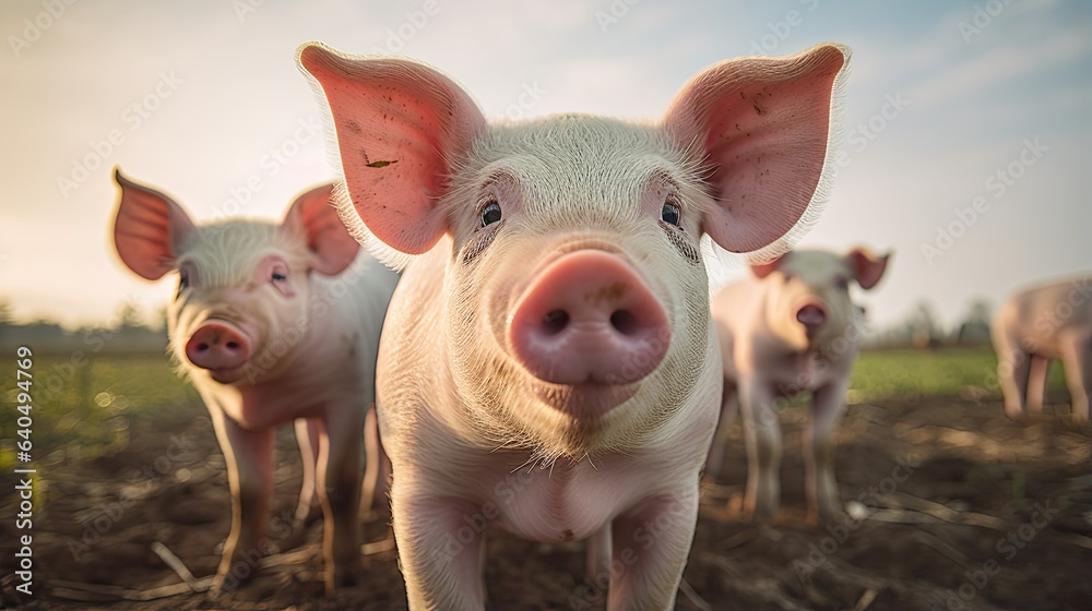 portrait pigs on the farm with light exposure AI Generative portrait pigs on the farm with light exposure AI Generative