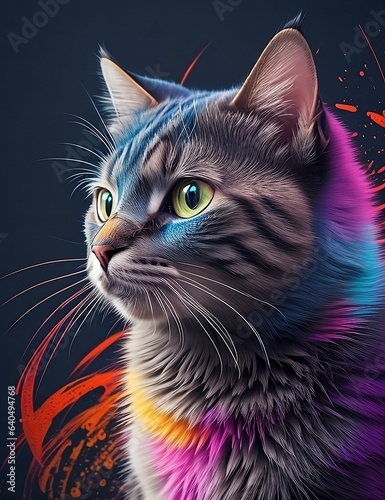 Unique design of cat with using bright colours