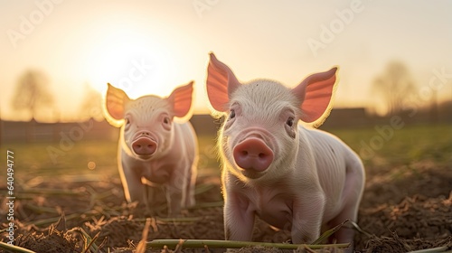 portrait pigs on the farm with light exposure AI Generative © Tebha Workspace