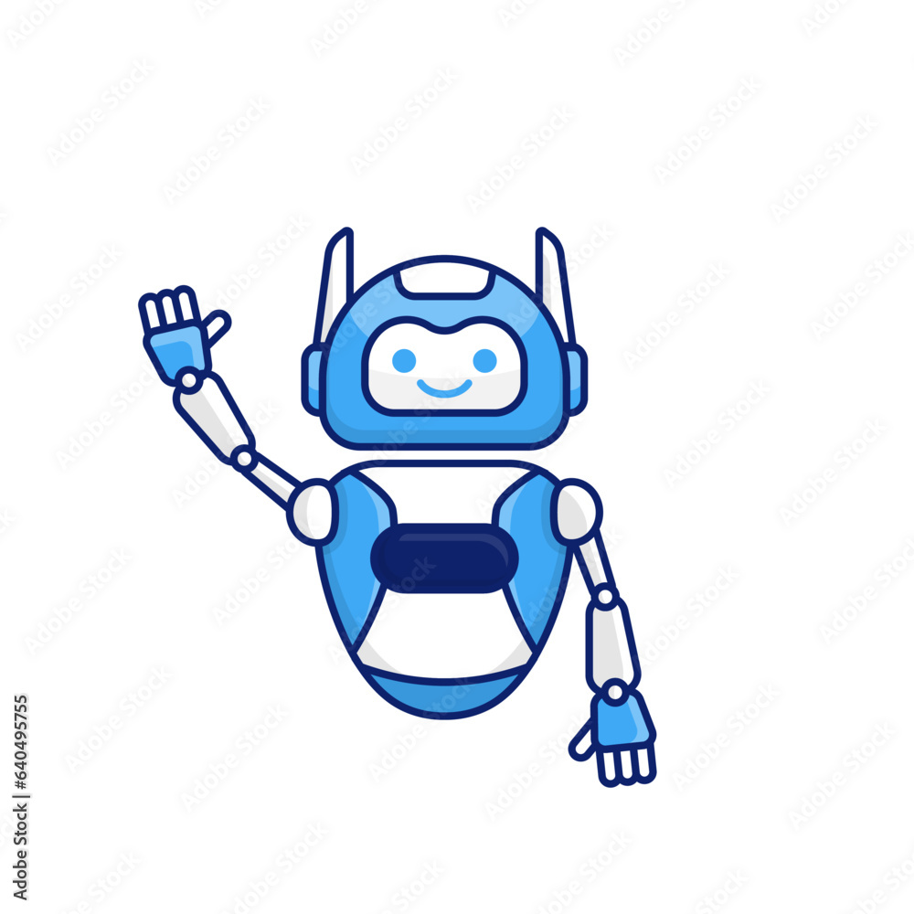 Robot character say Hi Hello vector illustration. Cute robot cartoon illustration design Robot character say Hi Hello vector illustration. Cute robot cartoon illustration design