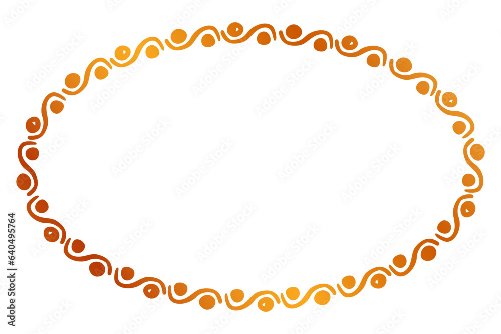 Obraz premium simple seamless vector gold golden oval hand draw sketch floral border