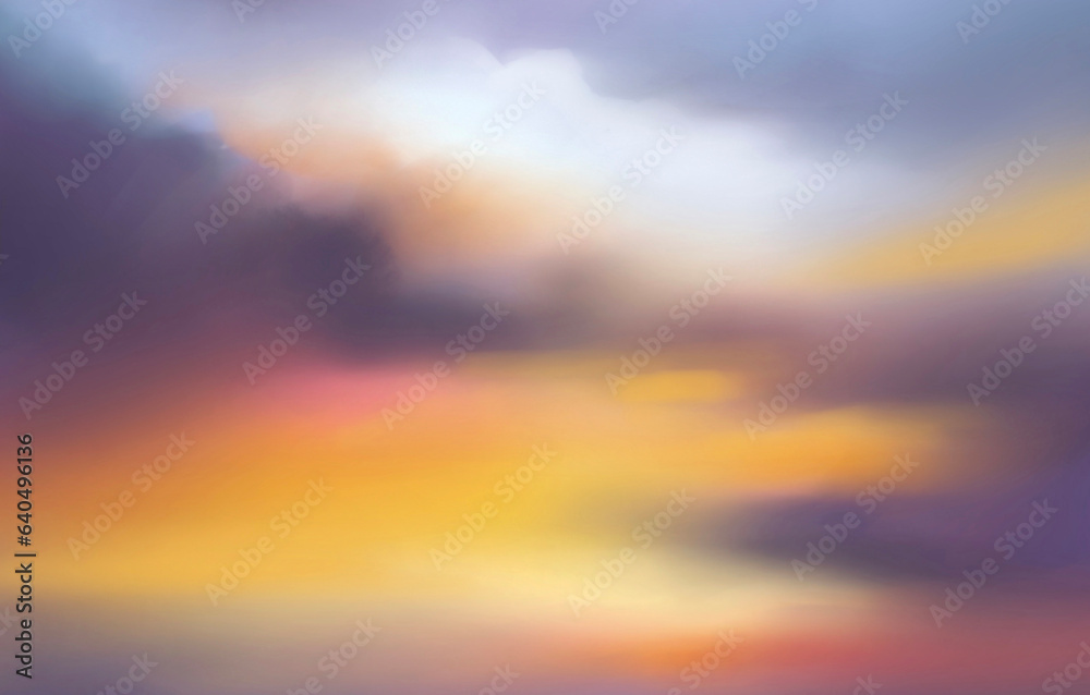 sunset in the sky digital art for card decoration illustration
