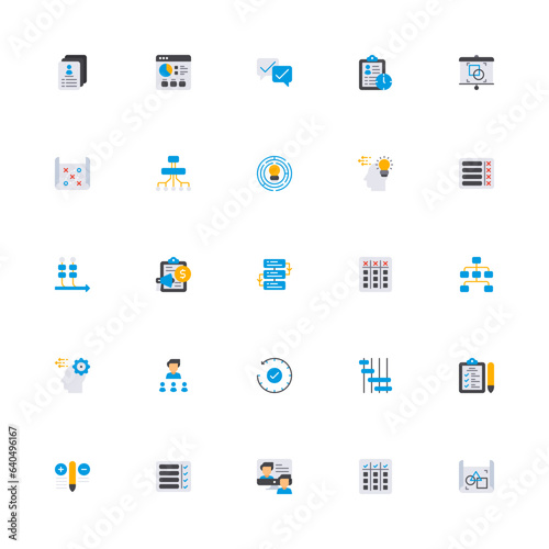 Project Management Flat 2d Icon. Editable stroke. Pixel Perfect at 32x32