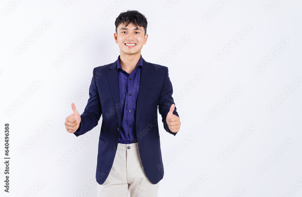 Photo of young Asian businessman on white background Photo of young Asian businessman on white background