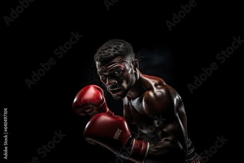 Portrait of professional boxer in fighting pose AI Generative