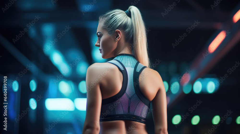 Back view of a woman wearing tight and sexy sportswear Back view of a woman wearing tight and sexy sportswear