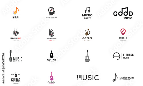 set of music logos collection template