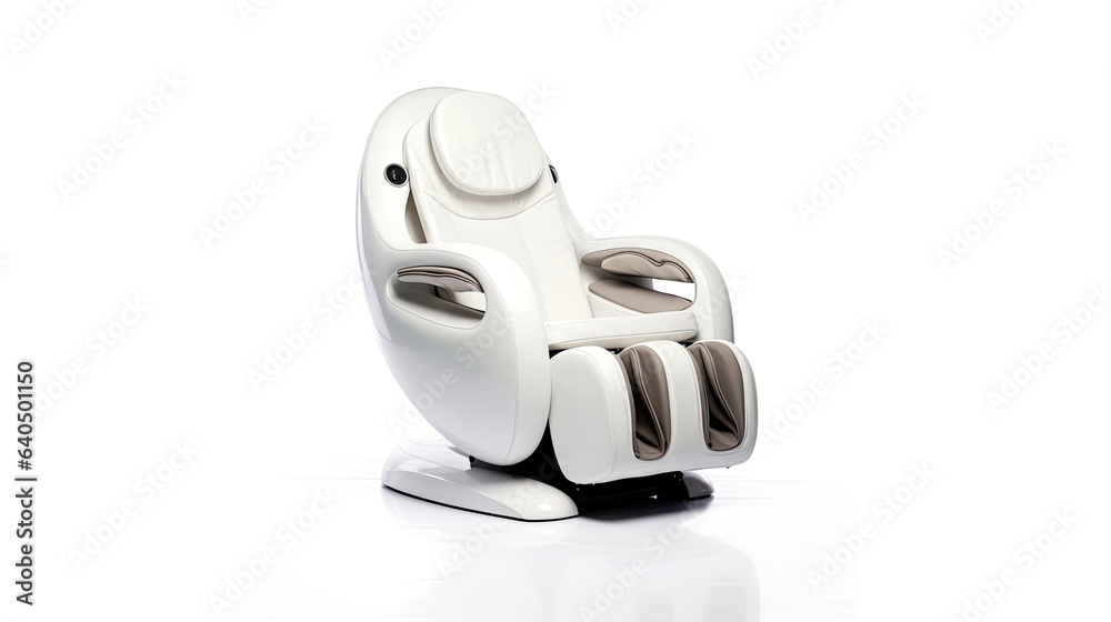 A Modern massage chair isolated on white background. electric massage chair. Generative Ai A Modern massage chair isolated on white background. electric massage chair. Generative Ai