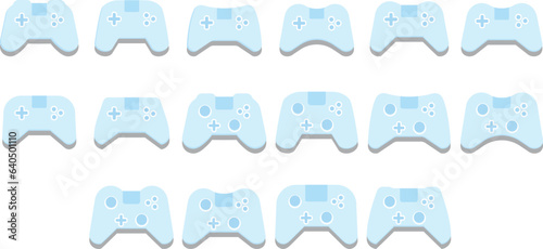 set of joystick line flat icon