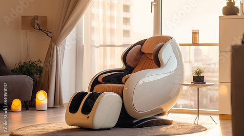 A Modern massage chair in the living room. electric massage chair. Generative Ai photo