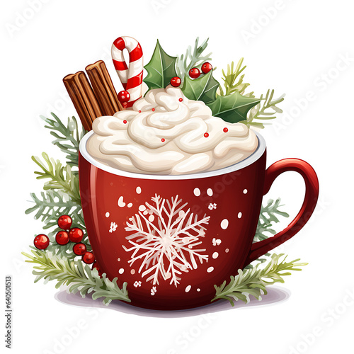 Christmas Hot Cocoa Watercolor